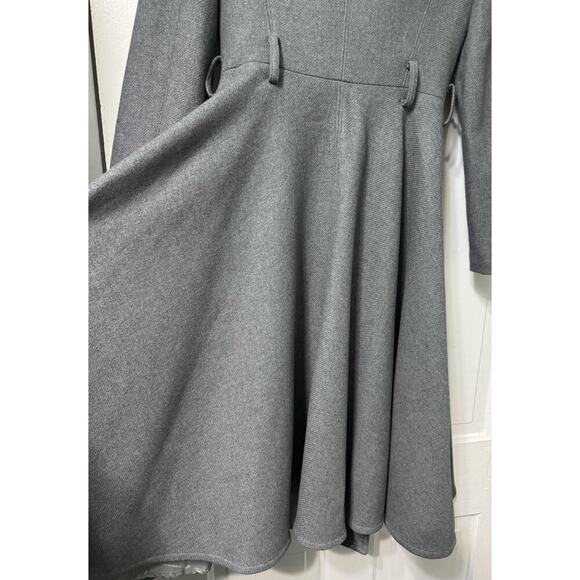 Elisabetta Franchi Double Breasted Gray Wool Trench Coat Size 40 - Picture 11 of 16